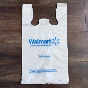 34 NEW Walmart White Plastic Grocery Bags Single Use Folded Art Crafts Trash Bag